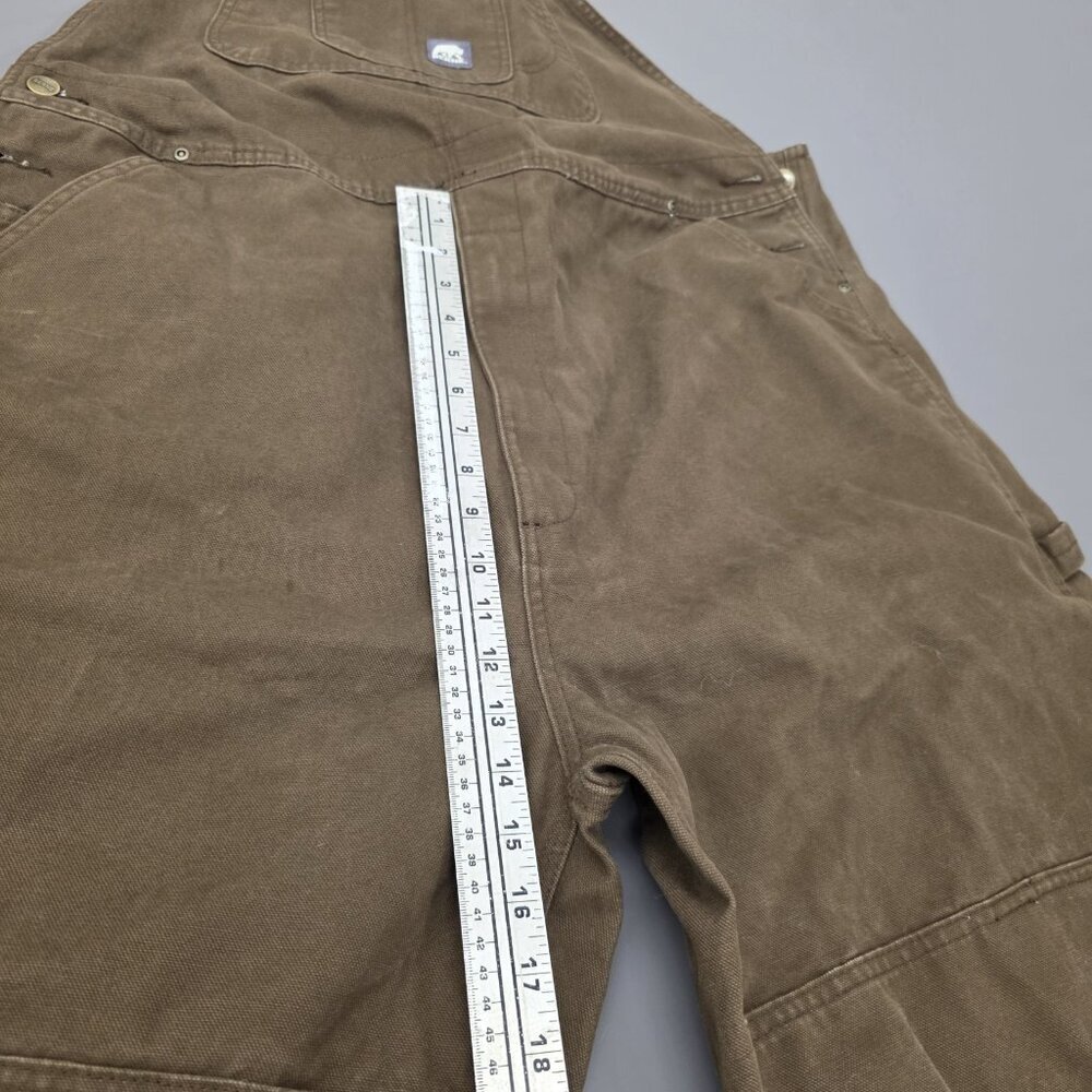 Berne Bib Overall 44 X 34 Brown Unlined Duck Carpenter Zip Ankle Workwear - Picture 5 of 11